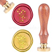 CRASPIRE DIY Scrapbook, Brass Wax Seal Stamp, with Natural Rosewood Handle, for Christmas, Candy Cane Pattern, 25mm(AJEW-CP0002-89G)