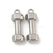 Non-Tarnish 304 Stainless Steel Pendants, Dumbbell Charms, Stainless Steel Color, 21.5x7.5x5mm, Hole: 1.6mm(STAS-N103-79P)