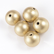 Matte Style Spray Painted Acrylic Beads, Round, Gold, 16mm, Hole: 2mm, about 210pcs/500g(ACRP-S669-16mm-02)