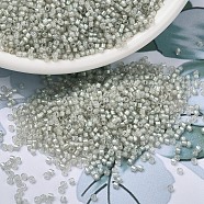 MIYUKI Delica Beads, Cylinder, Japanese Seed Beads, 11/0, (DB1711) Pearl Lined Gray Mist AB, 1.3x1.6mm, Hole: 0.8mm, about 10000pcs/bag, 50g/bag(SEED-X0054-DB1711)