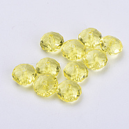 Transparent Acrylic Beads, Faceted, Rondelle, Yellow, 10x6mm, Hole: 1.6mm, about 1290pcs/500g(TACR-Q258-10mm-V21)