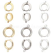 US 12Pcs 6 Style 201 Stainless Steel Huggie Hoop Earring Findings, with 316 Surgical Stainless Steel Pins, Golden & Stainless Steel Color, 15.5~20x14~18x3mm, Hole: 1.4~2.5mm, Pin: 1mm, 2Pcs/style(STAS-MA0001-12)