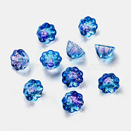 Transparent Glass Beads, Lotus Pod, Blue, 10.5x6.5mm, Hole: 1.4mm(GLAA-B003-02P)