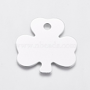 Aluminum Pendants, Stamping Blank Tag, Clover, Silver, 32.5x32.5x1mm, Hole: 4mm(ALUM-I002-02D)