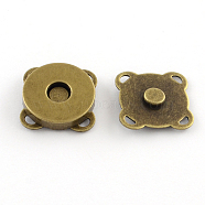 Iron Purse Snap Clasps, Closure for Purse Handbag, Antique Bronze, 15x15x6.5mm, Hole: 2x1mm(IFIN-R203-69AB)