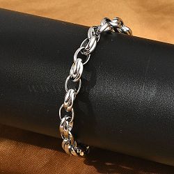 304 Stainless Steel Oval Link Chains Bracelets for Men & Women, Stainless Steel Color, 8-1/8 inch(20.5cm)(BJEW-D042-35P)