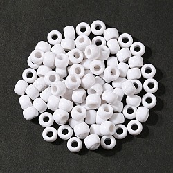 Resin European Beads, Large Hole Barrel Beads, White, 8x5~6mm, Hole: 4mm(RESI-YW0001-34B)