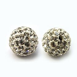Polymer Clay Rhinestone Beads, Pave Disco Ball Beads, Grade A, Round, PP15, Crystal, 12mm, Hole: 2mm(X-RB-C1438-12mm-A01)