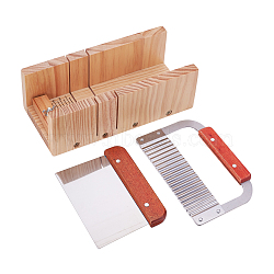 Wood Loaf Soap Cutter Tool Sets, Rectangular Soap Mold with Wood Box, Stainless Steel Straight Cutter, 3pcs/set, 25x12x8.5cm, 3pcs/set(DIY-WH0109-01)