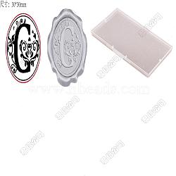 Adhesive Wax Seal Stickers, Envelope Seal Decoration, For Craft Scrapbook DIY Gift, Silver Color, Letter C, 30mm, 50pcs/box(DIY-CP0009-53A-13)