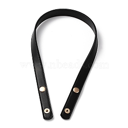 PU Leather Bag Handles, with Iron Snap Button, Black, 62x1.95x0.6cm(DIY-B067-01G-09)