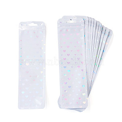 50Pcs Rectangle Glitter Holographic Plastic Yin-yang Zip Top Gift Bags, Self Sealing Reclosable Package Pouches for Pen Keychain Watch Storage, Heart, 21.7x6.5x0.02cm, Unilateral Thickness: 2.7 Mil(0.07mm)(OPP-TADJ0001-07B)