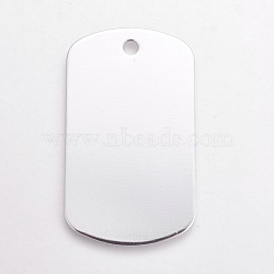 Aluminium Pendants, Pet Tag, Rectangle, Silver Color Plated, 50x29x1mm, Hole: 3.5mm(ALUM-WH0007-03B)