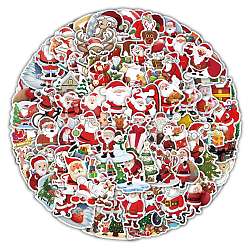 100Pcs Christmas Santa Claus PVC Self Adhesive Stickers, Waterproof Decals for Water Bottle, Helmet, Luggage, Mixed Shapes, 50~80mm(XMAS-PW0001-195B)