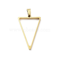 304 Stainless Steel Open Back Bezel Pendants, For DIY UV Resin, Epoxy Resin, Real 18K Gold Plated, Triangle, 37.5x24x3mm, Hole: 8x4mm(STAS-Z091-05G-04)