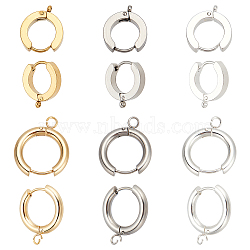 US 12Pcs 6 Style 201 Stainless Steel Huggie Hoop Earring Findings, with 316 Surgical Stainless Steel Pins, Golden & Stainless Steel Color, 15.5~20x14~18x3mm, Hole: 1.4~2.5mm, Pin: 1mm, 2Pcs/style(STAS-MA0001-12)