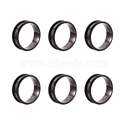 6Pcs 6 Sizes Stainless Steel Grooved Finger Ring Settings, Ring Core Blank, for Inlay Ring Jewelry Making, Gunmetal, 1pc/size(STAS-YS0001-21)