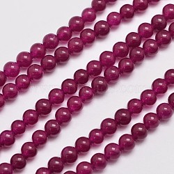 Natural & Dyed Malaysia Jade Bead Strands, Round, Medium Violet Red, 4mm, Hole: 0.8mm, about 92pcs/strand, 15 inch(X-G-A146-4mm-A15)