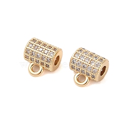 Brass Micro Pave Clear Cubic Zirconia Tube Bails, Golden, 8x7.5x5mm, Hole: 1.4mm, Inner Diameter: 2mm(KK-B100-015G)