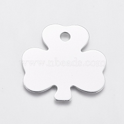 Aluminum Pendants, Stamping Blank Tag, Clover, Silver, 32.5x32.5x1mm, Hole: 4mm(ALUM-I002-02D)