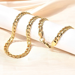 6MM 304 Stainless Steel Cuban Link Chain Necklaces for Women Men, PVD Vacuum Plating, Real 22K Gold Plated, 19.69 inch(50cm)(NJEW-B134-01A-G)