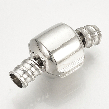 Brass European Style Clasps, Platinum, 19x10x9mm, Hole: 3mm