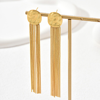 Brass Dangle Stud Earrings, Chains Tassel Earrings, Real 18K Gold Plated, 120x15mm