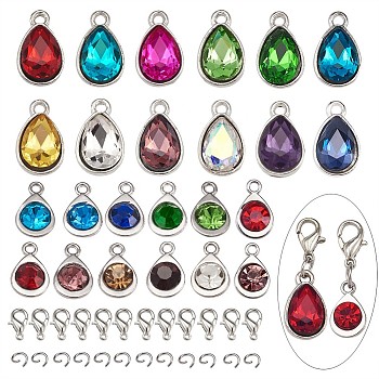 DIY Pendant Making, with Alloy Glass Pendants, 304 Stainless Steel Jump Rings and Alloy Lobster Claw Clasps, Mixed Color, 74x72x17mm