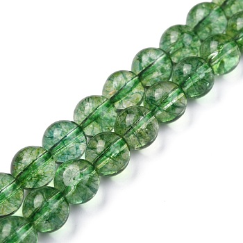 Natural Quartz Crystal Beads Strands, Round, Heated & Dyed, Olive, 8mm, Hole: 1mm, about 23pcs/strand, 7.5 inch(19.05cm)