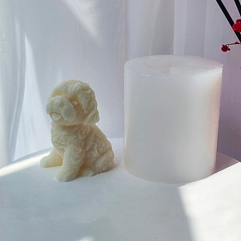 3D Sitting Teddy Dog Figurine DIY Silicone Candle Molds, for Scented Candle Making, White, 6.25x6.4x7.1cm, Inner Diameter: 5.3x3.6cm