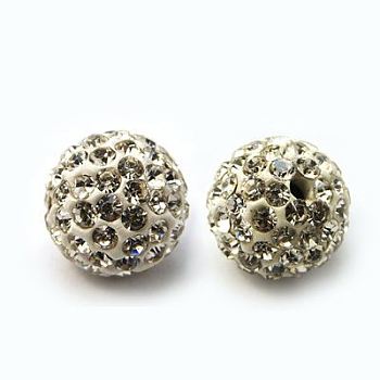 Polymer Clay Rhinestone Beads, Pave Disco Ball Beads, Grade A, Round, PP15, Crystal, 12mm, Hole: 2mm