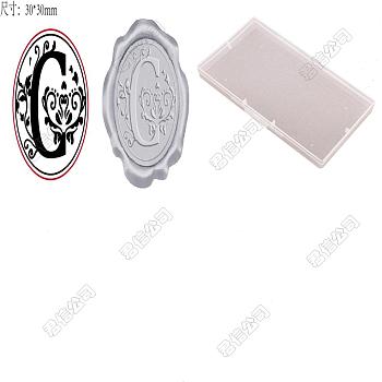 Adhesive Wax Seal Stickers, Envelope Seal Decoration, For Craft Scrapbook DIY Gift, Silver Color, Letter C, 30mm, 50pcs/box