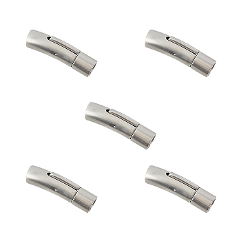 304 Stainless Steel Bayonet Clasps, DIY Jewelry Making, Column, Stainless Steel Color, 30x9x8mm, Hole: 6mm, 5sets/box