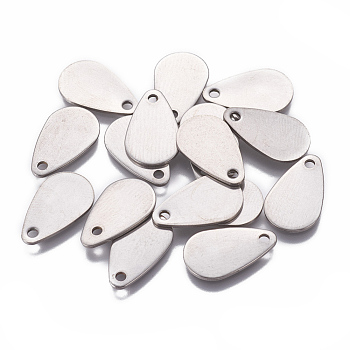 201 Stainless Steel Pendants, Stamping Blank Tag, Teardrop, Stainless Steel Color, 18x11x1mm, Hole: 1.8mm