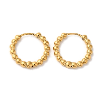 304 Stainless Steel Hoop Earrings, Round, Real 18K Gold Plated, 18.5x20mm