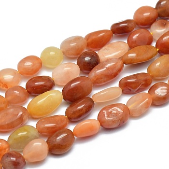 Natural Jade Beads Strands, Tumbled Stone, Dyed & Heated, Nuggets, 8~11x9~10mm, Hole: 1mm, about 30~32pcs/strand, 14.76 inch(37.5cm)