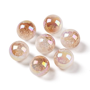 UV Plating Opaque Crackle Two-tone Acrylic Beads, Round, Saddle Brown, 16mm, Hole: 2.7mm