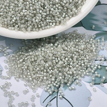 MIYUKI Delica Beads, Cylinder, Japanese Seed Beads, 11/0, (DB1711) Pearl Lined Gray Mist AB, 1.3x1.6mm, Hole: 0.8mm, about 10000pcs/bag, 50g/bag