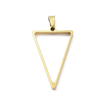 304 Stainless Steel Open Back Bezel Pendants, For DIY UV Resin, Epoxy Resin, Real 18K Gold Plated, Triangle, 37.5x24x3mm, Hole: 8x4mm