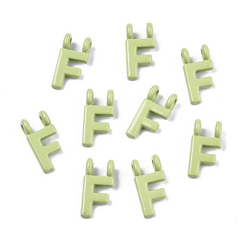 Spray Painted Alloy  2-Loop Link Pendants, Cadmium Free & Lead Free, Letter, Letter.F, 13.5x7x1.5mm, Hole: 2mm