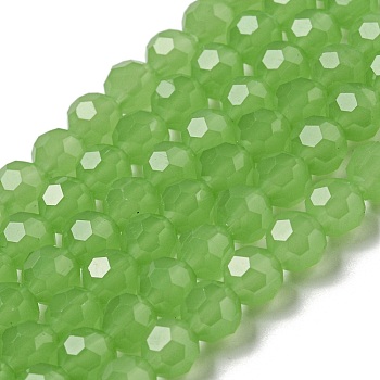 Imitation Jade Glass Beads Stands, Faceted, Round, Light Green, 6mm, Hole: 1mm, about 98pcs/strand, 20.47''(52cm)