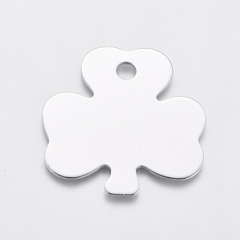 Aluminum Pendants, Stamping Blank Tag, Clover, Silver, 32.5x32.5x1mm, Hole: 4mm