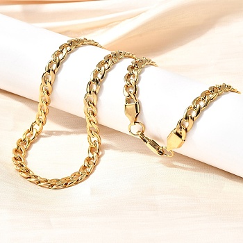 6MM 304 Stainless Steel Cuban Link Chain Necklaces for Women Men, PVD Vacuum Plating, Real 22K Gold Plated, 19.69 inch(50cm)