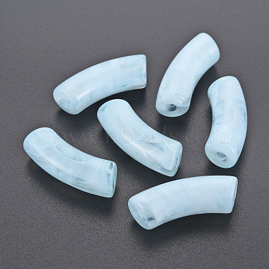 Light Steel Blue Tube Acrylic Beads