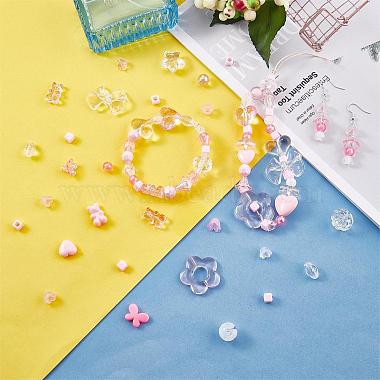 150 Pieces Random Rose Acrylic Beads Bear Pastel Spacer Beads Butterfly Loose Beads for Jewelry Keychain Phone Lanyard Making(JX543C)-6