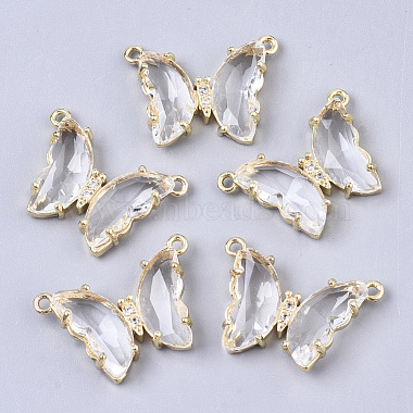 Golden Clear Butterfly Brass+Glass Pendants