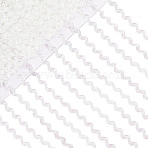 3 Rolls Polyester Glitter Wavy Fringe Trim Ribbon, Wave Bending Ribbon for Garment Accessories, White, 1/4 inch(5mm), 15 yards/roll(OCOR-GF0004-45B)