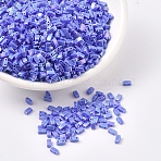 MIYUKI Half TILA Beads, Japanese Seed Beads, 2 Hole, Opaque Colours AB, (HTL483) Opaque Periwinkle AB, 5x2.3x1.9mm, Hole: 0.8mm, about 250pcs/bottle(SEED-JP0008-HTL483)
