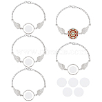 5Pcs Zinc Alloy Heat Transfer Blank Link Bracelet Making, with Flat Round Trays and Cabochons, Platinum, 202mm, Tray: 22mm(FIND-UN0010-24)