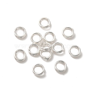 Brass Split Rings, Lead Free & Cadmium Free, Double Loops Jump Rings, 925 Sterling Silver Plated, 24 Gauge, 4x1.7mm, Inner Diameter: 3mm(KK-O143-26S)